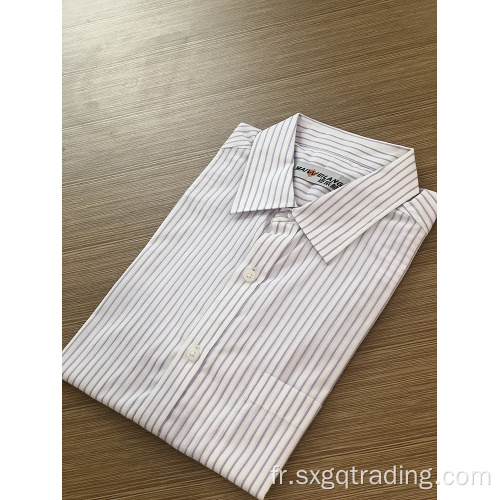 Chemise col montant à manches longues et rayures homme